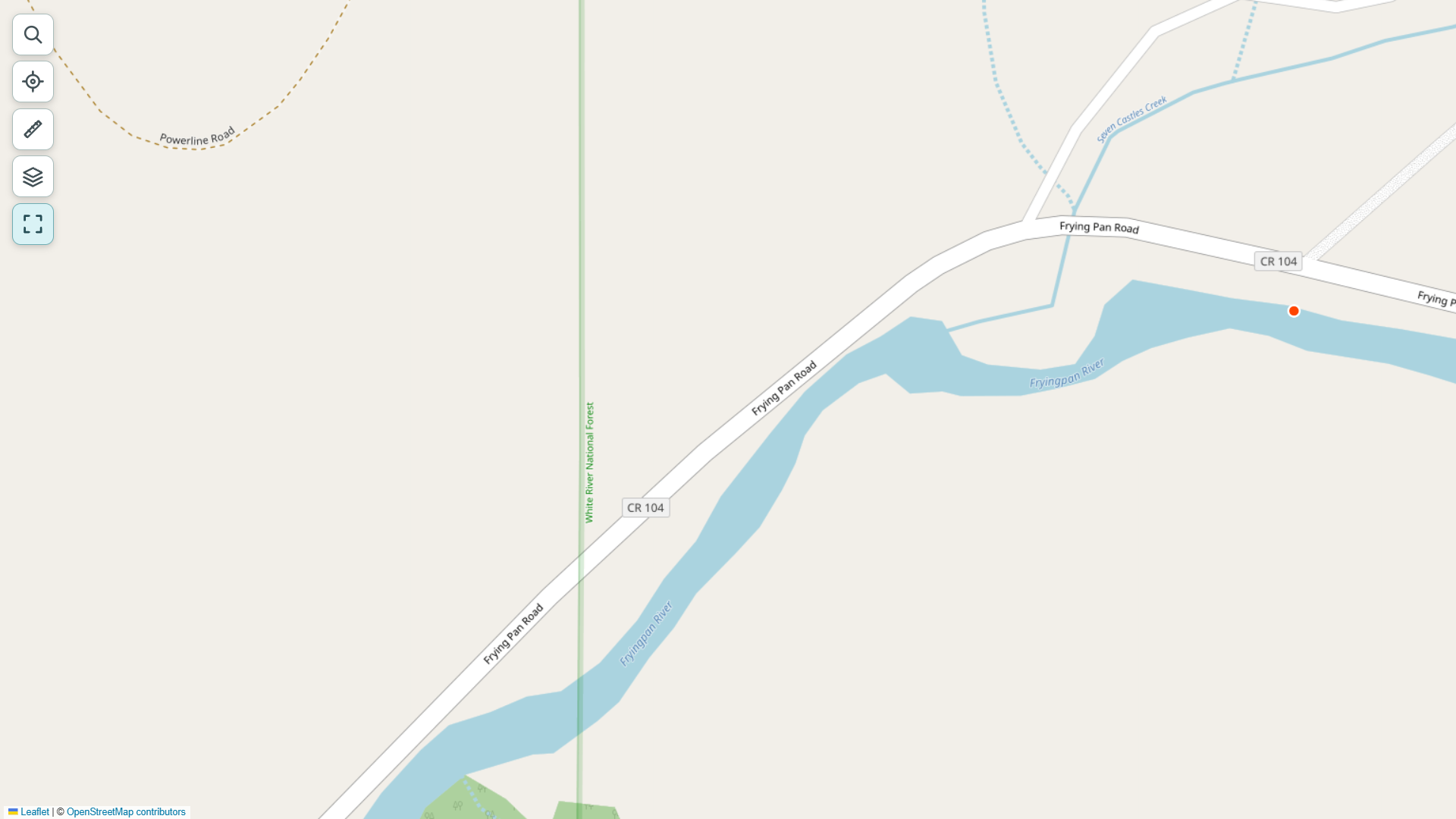Boundary example: land designation shown beside the Fryingpan River.