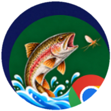 Superhatch shortcut icon: trout chasing a mayfly